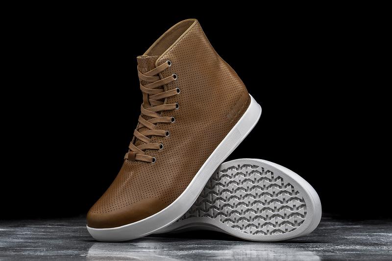 Brown Nobull High-Top Chestnut Leather Men's Trainers | CA H1386A